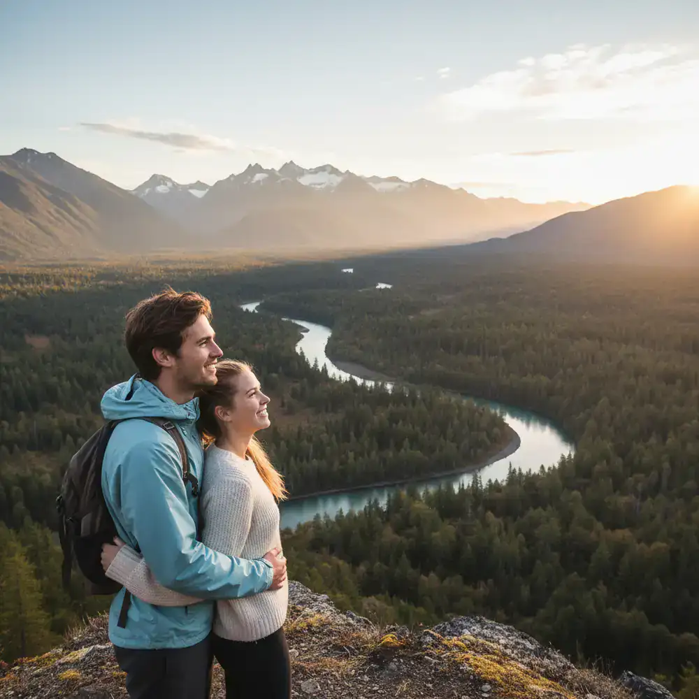 Couple enjoying a scenic view during their tour